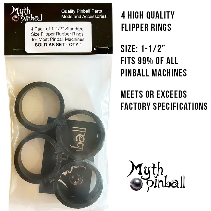 4 Pack of 1-1/2" Standard Size Flipper Rubber Rings for