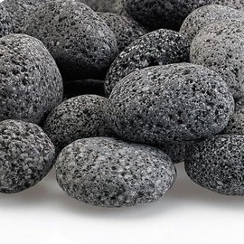 American Fireglass Small Lava Stone (Tumbled) Gray/ Black 1/2" - 1", 10 lb. Bag