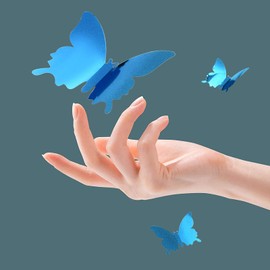 3D Butterfly Wall Stickers, CAYUDEN 24pcs Removable 3 Sizes 3D Blue Butterfly Wall Decor Stickers DIY Butterfly Decor Wall Stickers Wall Decal for Home and Room Decoration(Blue)