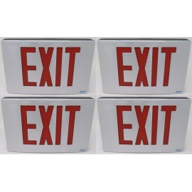 Beghelli NEW FOUR Beghelli Architectural Aluminum LED EXIT SIGN 120/277V Double Face RED