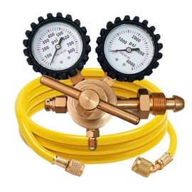 Nitrogen Regulator, 0-800PSI Delivery Pressure Argon Tank Regulator, CGA580 Inlet & 1/4” Male Flare Outlet Brass for Helium Argon Nitrogen Tank, 60” Hose for HVAC Purge Test