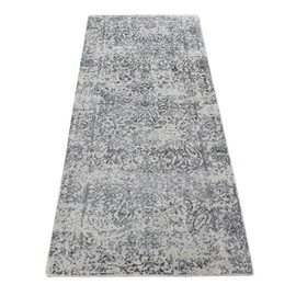 Shahbanu Rugs Agreeable Gray Fine Jacquard Hand Loomed Erased Design Wool and Art Silk Runner Oriental Rug (2'5"x6'1")