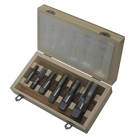 Drill America - DWTHS1/8-1SET 6 Piece NPT Pipe Tap Set in Wooden Case (1/8", 1/4", 3/8", 1/2", 3/4" and 1"), High Speed Steel, DWT Series