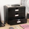 PACKGILO Wooden Storage Box Rustic Desktop Organizer with 3 Drawers