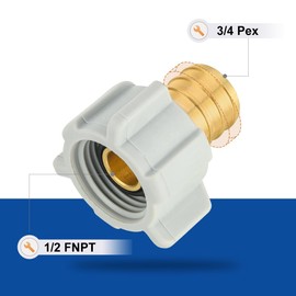 (Pack of 2) EFIELD Pex 3/4" Pex x 1/2" Female NPT Swivel Adapter Barb Crimp Brass Pex Fittings, ASTM F1807 (2),(PEX1807305)