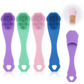 Gosknor 4pcs Cat Chin Brushes, Silicone Dog & Cat Cleaner Finger Toothbrush Manual Facial Cleansing Brush Scrubber for Pets Chin Cleaning Dental Care