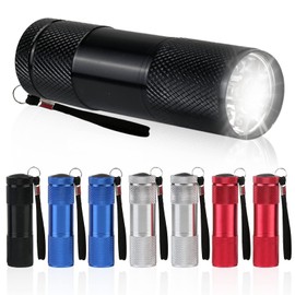 Pack of 8 mini torches: LED torch children for party bags, children's birthday, waterproof aluminium torch, small for outdoor camping, hiking, hunting, backpacking, fishing, urgent barbecuing