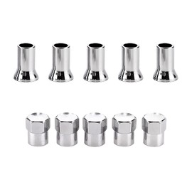 Augeny 5 Sets TR413AC10 Chrome Plated Valve Stem Cover, ABS Wheel Valve Stem Sleeve and Cap Dress Up Kit, Leak Proof Car Tire Air Valve Caps, Auto Decor Accessories for Most Vehicles