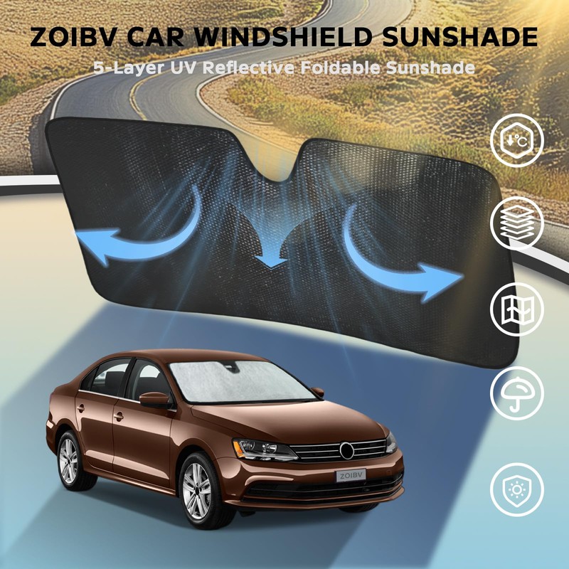 ZOIBV Windshield Sun Shade for Volkswagen VW Jetta 2011-2018 -