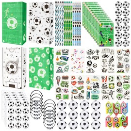 Pack of 101 Football Party Bags Boys Party Favours Children's Birthday Set - Gift Bags Whistles Mini Footballs Bracelets Pinball Games Luminous Tattoos Pencils & Erasers for Football Party