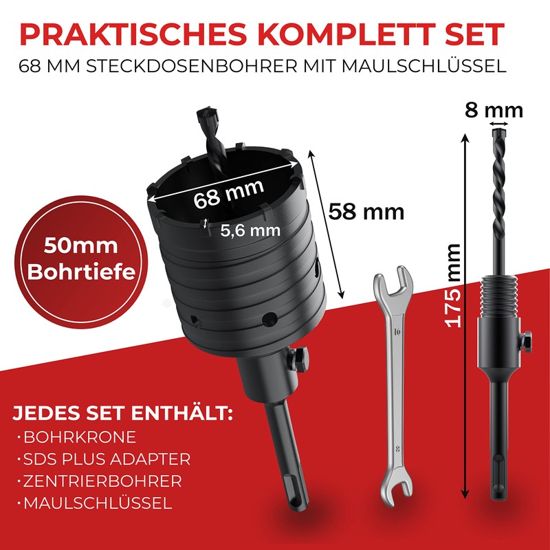 TRACADA SDS Plus Drill Bit 68 mm with Screw Lock