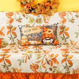 ONWAY Fall Lumbar Pillow Cover 12x20 Inch Farmhouse Pumpkin Decorative Throw Pillowcase Autumn Orange Pumpkin Seasonal Cushion Case for Sofa Couch Home Bed