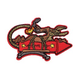 Wile E. Coyote Strapped to Acme TNT Rocket 3" Wide Embroidered Patch