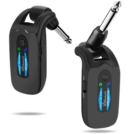 2.4GHZ Wireless Guitar System, Rechargeable Digital Wireless Guitar Transmitter Receiver with 4 Channels and Over 10 Hours Long Battery Life for Electric Guitar Bass