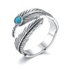 MANBU Sterling Silver Turquoise Feather Ring Earrings Women Men Feather