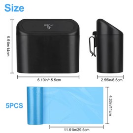 Car Storage Box Small with 100 Rubbish Bags Car Bin Mini Bin with Lid for Office Home Waterproof Odourless