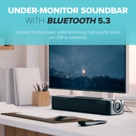 Creative Stage SE Under-Monitor Soundbar with USB Digital Audio and Bluetooth 5.3, Clear Dialog and Surround by Sound Blaster, Powered via Adapter (Renewed)