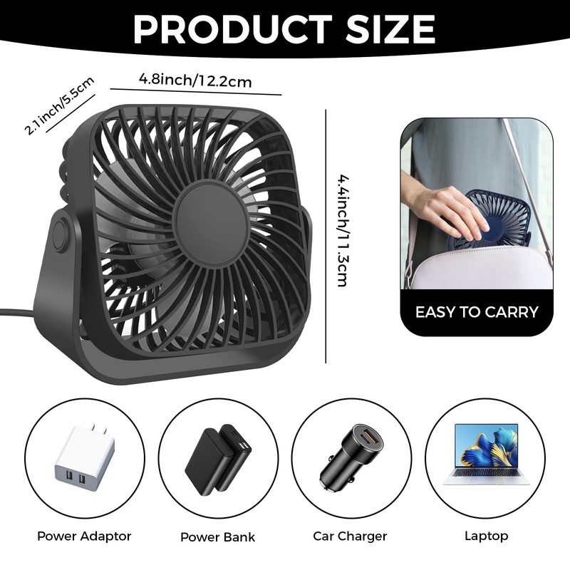 Jsdoin USB Fan USB Desk Small Desktop Cooling Mini Personal,