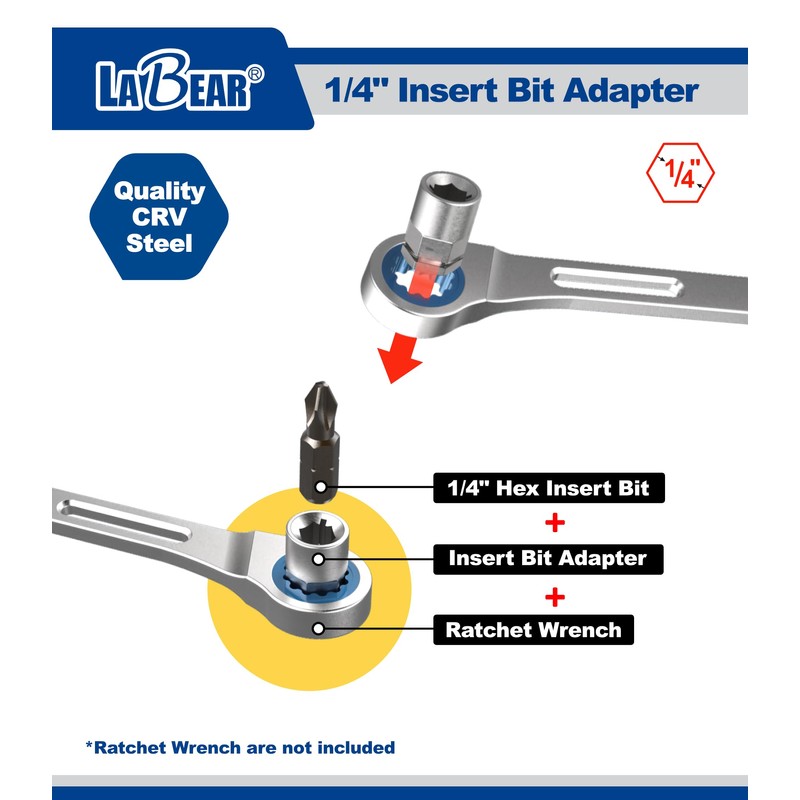 LABEAR - socket wrench adapters, Ratcheting Wrench to Square Drive