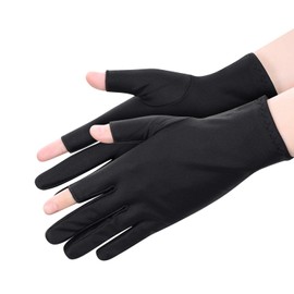 LONTG Fingerless Gloves, UV Protection Gloves, Cycling Gloves, Men's, Women's, Short Gloves, Spring, Summer, Sunscreen, UV Protection, Thin, Smartphone Gloves, For Cycling, Motorcycle, Car Driving, Fishing, Golf, Outdoor, Sports, Work Gloves, Black