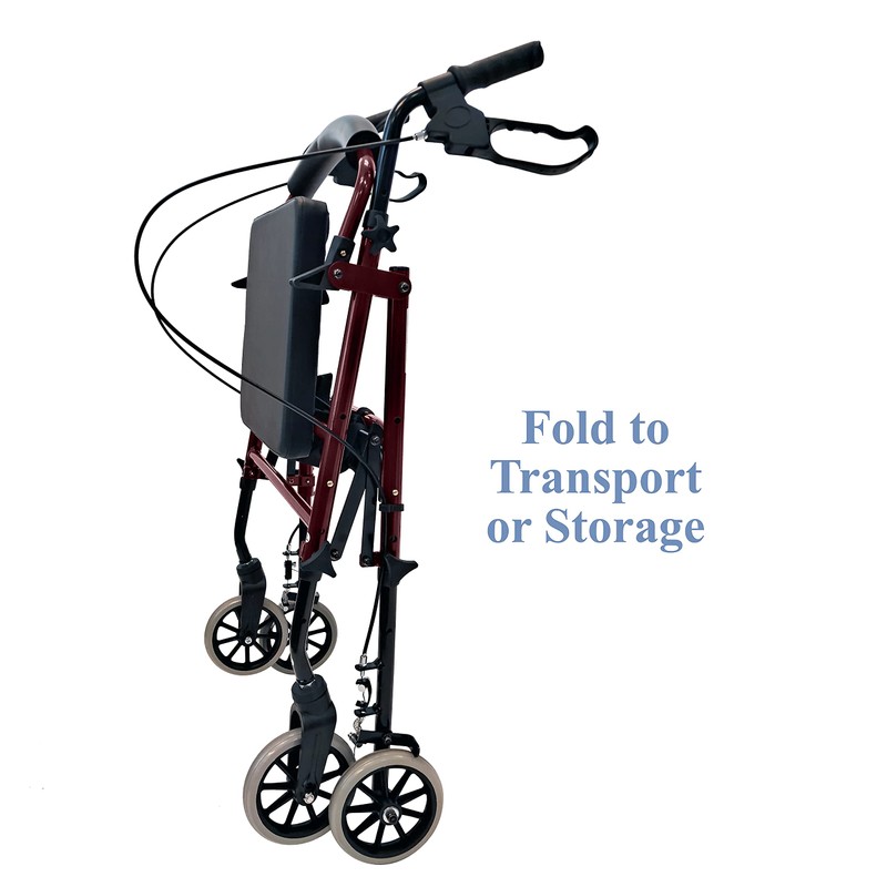Tuffcare Freedom Lightweight Folding Aluminum Rollator Walker with 6-inch Wheels,