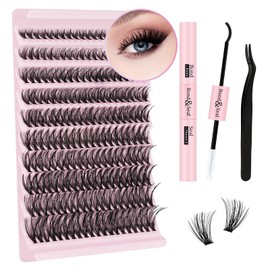 B&Q Eyelash Extensions Set, 200 Pieces, 0.07D, 8-18 Mix, 40D Eyelash Extension Set, Eyelash Set, Lash Glue Remover and Applicators for Eyelash Extension Beginners (Set 40D, Mix)