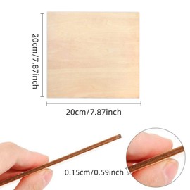 PMELCXD Basswood, 12 pieces balsa wood panels, plywood, 1.5 mm x 200 mm x 200 mm, balsa boards for DIY, Christmas, crafts, model, plane, ship, woodwork, boat, houses and other buildings