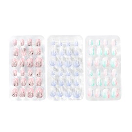 3 Sets 72 Pcs 12 Size Kids Fashion Nail Tips Fake Nail Patch Fake Nail Toe Nails for Nail Art Nail Decor Nail Design Cute Flame Pattern Purple Pink Color