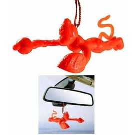 Flying Lord Hanuman Ji Hanging Idol for Car Decoration, Temple Decoration Decorative Showpiece, Orange Colour