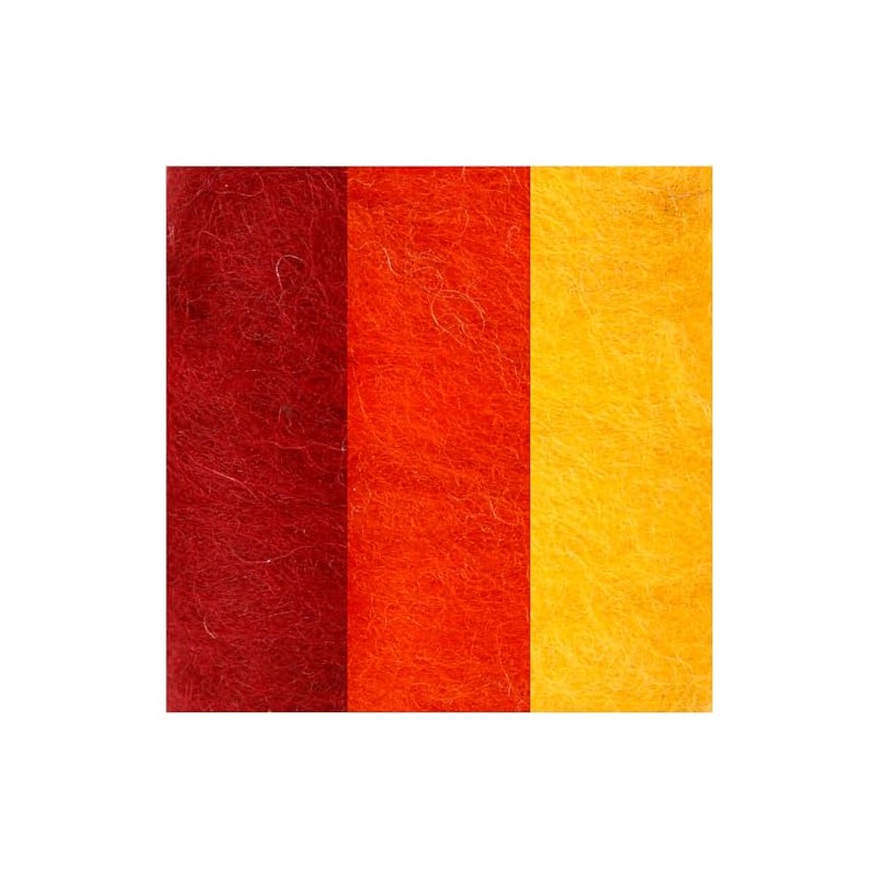 Lana cardata, armonia giallo/arancione, 3x10g