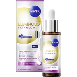 NIVEA LUMINOUS630 Skin Glow Instant Glow Serum – Lightweight Face Serum with Thiamidol, Niacinamide & Aloe Vera – Brightens, Evens Skin Tone & Enhances Radiance – 30ml