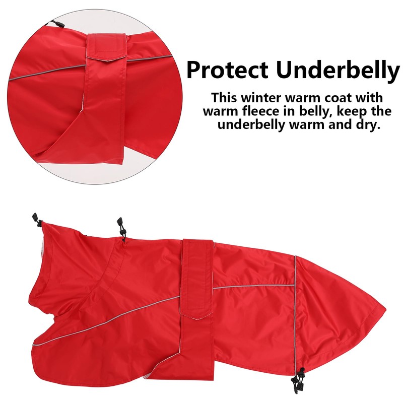 Greyhound Lurcher Raincoat, Whippet Rain Gear with Reflective Bar, Rain/Waterproof,