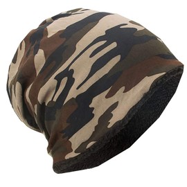 CHROME CRANE CB081 Men's Thick Camouflage Knit Hat, Cap, Fleece Lined, Military Design, Casual