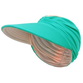 YAMEE Visor Cap Women's Reversible, Sun Shield Women's Elastic, Beach Sun Visor, Breathable Sun Protection, Summer Cap with Sun Visor Ponytail, Sun Hat Women's Golf Cycling Running Cap, green/beige