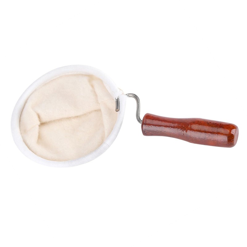 Reusable Washable Flannel Fabric Coffee Strainer with Wooden Handle Coffeesock