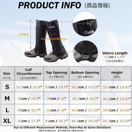 Azarxis Gaiter Waterproof Mountain Climbing Spats Long Gaiter Lightweight Mud Protection Sand Shield Lightweight Breathable Rain Snow Weather Outdoor Leg Cover for Men Women (Black - M)