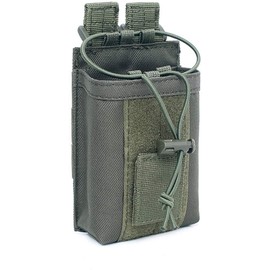 YAKASO Tactical Radio Pouch - 1000D Tactical Molle Adjustable Two Way Radios Holder Bag Case for Walkie Talkies Green