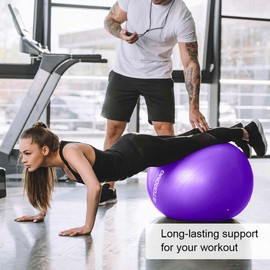 STOROMO Exercise Ball,Yoga Ball(Free Exercise Tutorial)，Extra Thick Non-Slip,Holds 2500 lbs, Workout Ball for Pregnancy Birthing and Balance Stability (Purple, 55cm/21.6in)