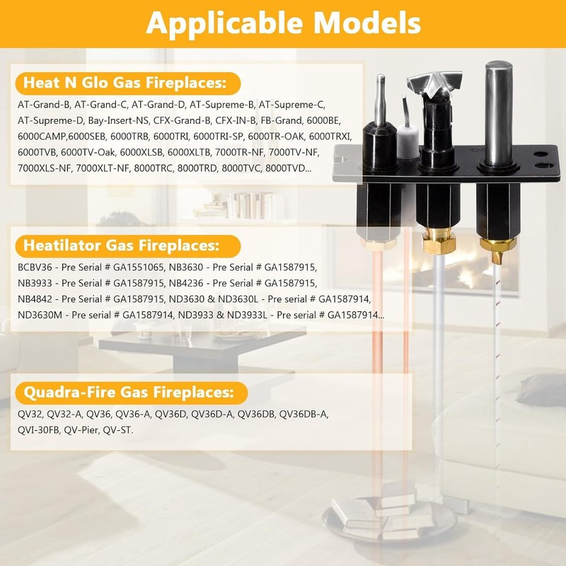 Criditpid 4021-736 Natural Gas Pilot Assembly for Heat N Glo,