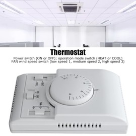 Thermostat for Home, 2 Way Heating and Cooling Room Mechanical Temperature Controller, Manual Adjustable Thermostat Switch for Central Air Conditioning (110‑220V)