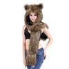 Wolf Faux Fur Party Animal Hat Scarf Gloves Mittens for