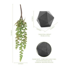 AceList Geometric Decorative Bookends with Artificial String of Pearls, Modern Cast Iron Black Bookends for Shelves, Set of 2 Aesthetic Book Stopper for Heavy Books Home Office Bookshelf Decor