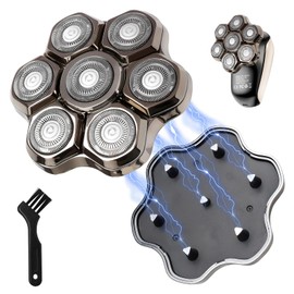 7D Magnetic Razor Head for Universal Head Shaver Men's Waterproof Replacement Razor Head with Bald Razor Attachment Compatible Wet and Dry Shaving Systems for Bald and Beard (Silver)