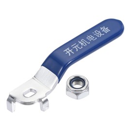 sourcing map Lever Handle Iron Chrome Plated Replacement Quarter Turn with Plastic Grip Blue for DN20 Ball Valve