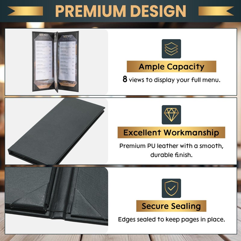 AMGSH 6 Pack 4 View Menu Holder Menu Covers 4.25"