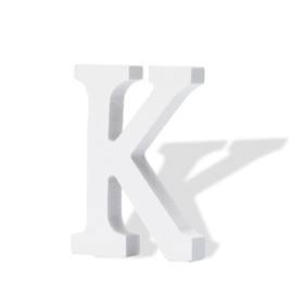 Wolwefa 3 Inch Wooden Letters, White Wood Letters,3 Inch White Wooden Alphabet Letters, Standing Letters Wood Unfinished Letter for Wall Decor Birthday Party Crafts Projects - K