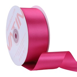 VATIN 1-1/2 Inch Hot Pink Solid Satin Ribbon, 50 Yards Craft Fabric Ribbon for Gift Wrapping, Floral Arrangements, Wedding Decor, and Party Ornaments