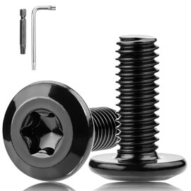 XRXYMQ Pack of 25 Flat Head Screws M6 x 16 mm Rounded Head Screws M6 Screws Black 304 Stainless Steel Machine Screws for Furniture Installation Wood Mounting with Torx Key Bit Screwdriver