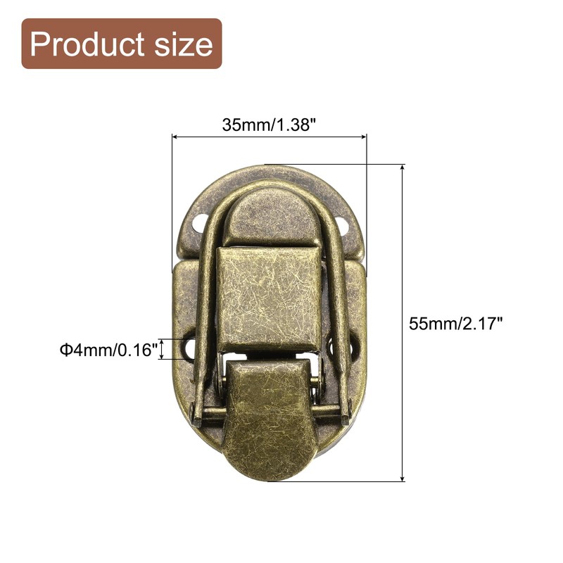 uxcell 4 Pcs Duck-Billed Hasp Lock, 55 x 35mm Decorative