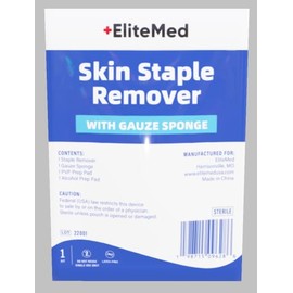 Premium Sterile Staple Removal Kit - Includes Staple Remover, PVP & Alcohol Prep Pads, Gauze Sponge | Single-Use Staple Removal Tool